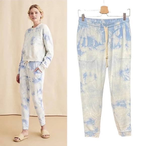Faherty Pants - Faherty Bells Tie Dye Jogger Sweatpants Blue Size Large